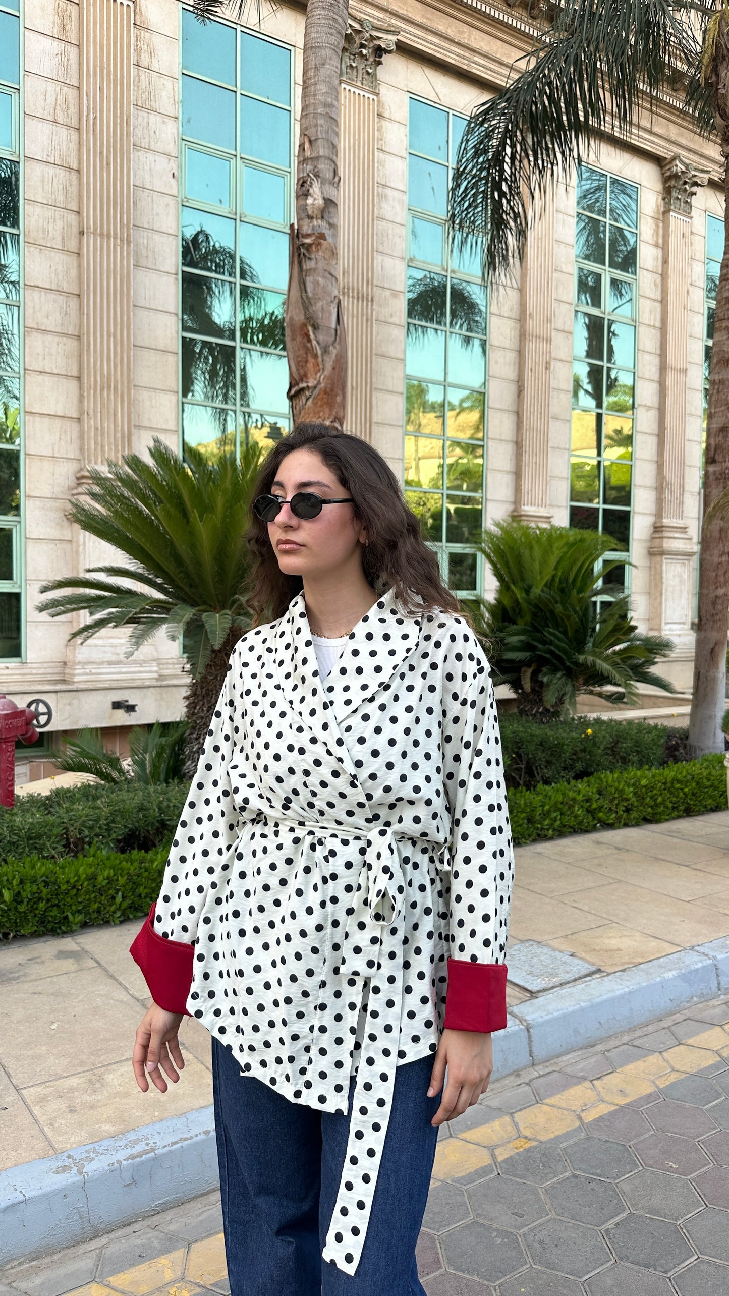 polka dot wrapped shirt