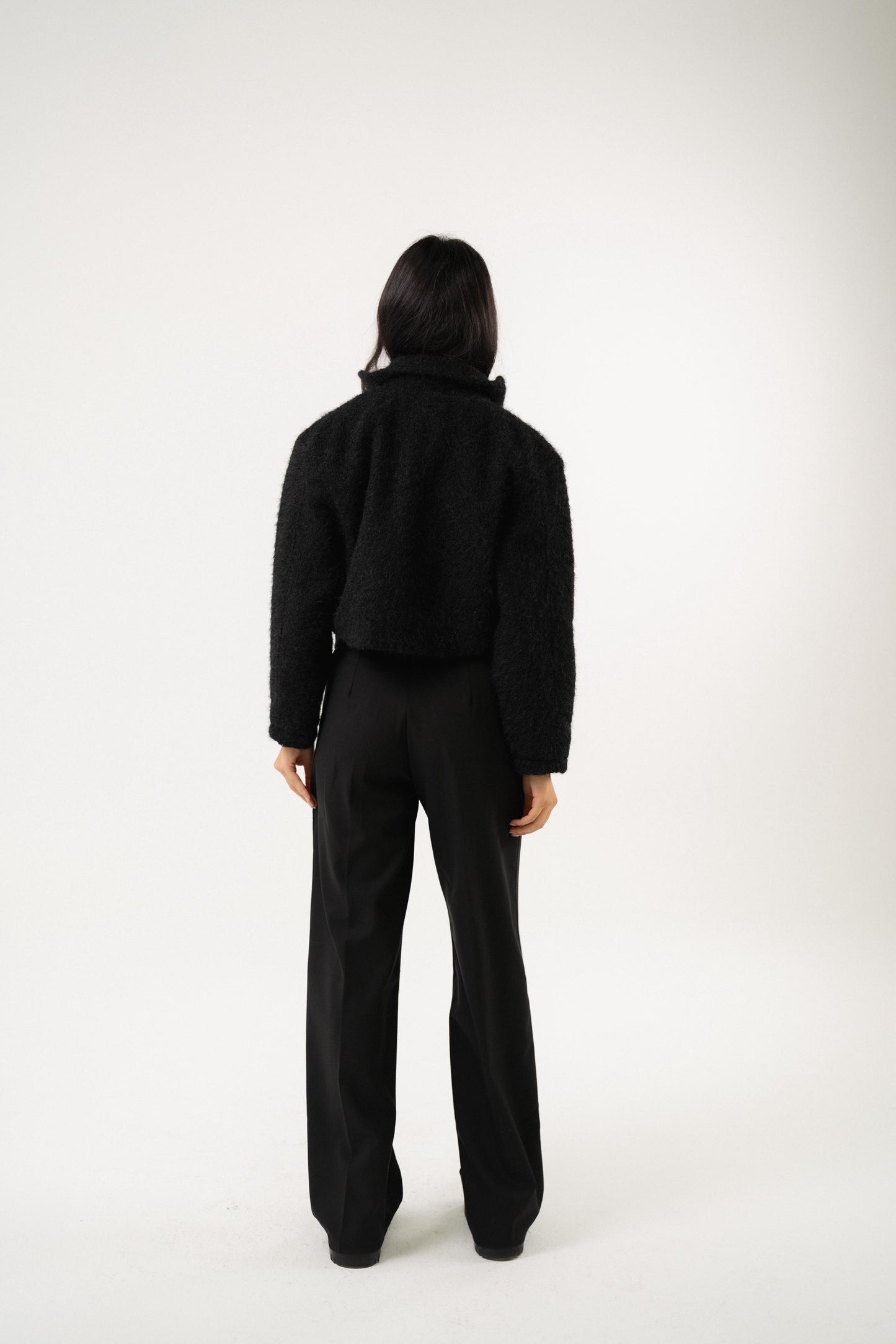 black heavy wool croped jacket