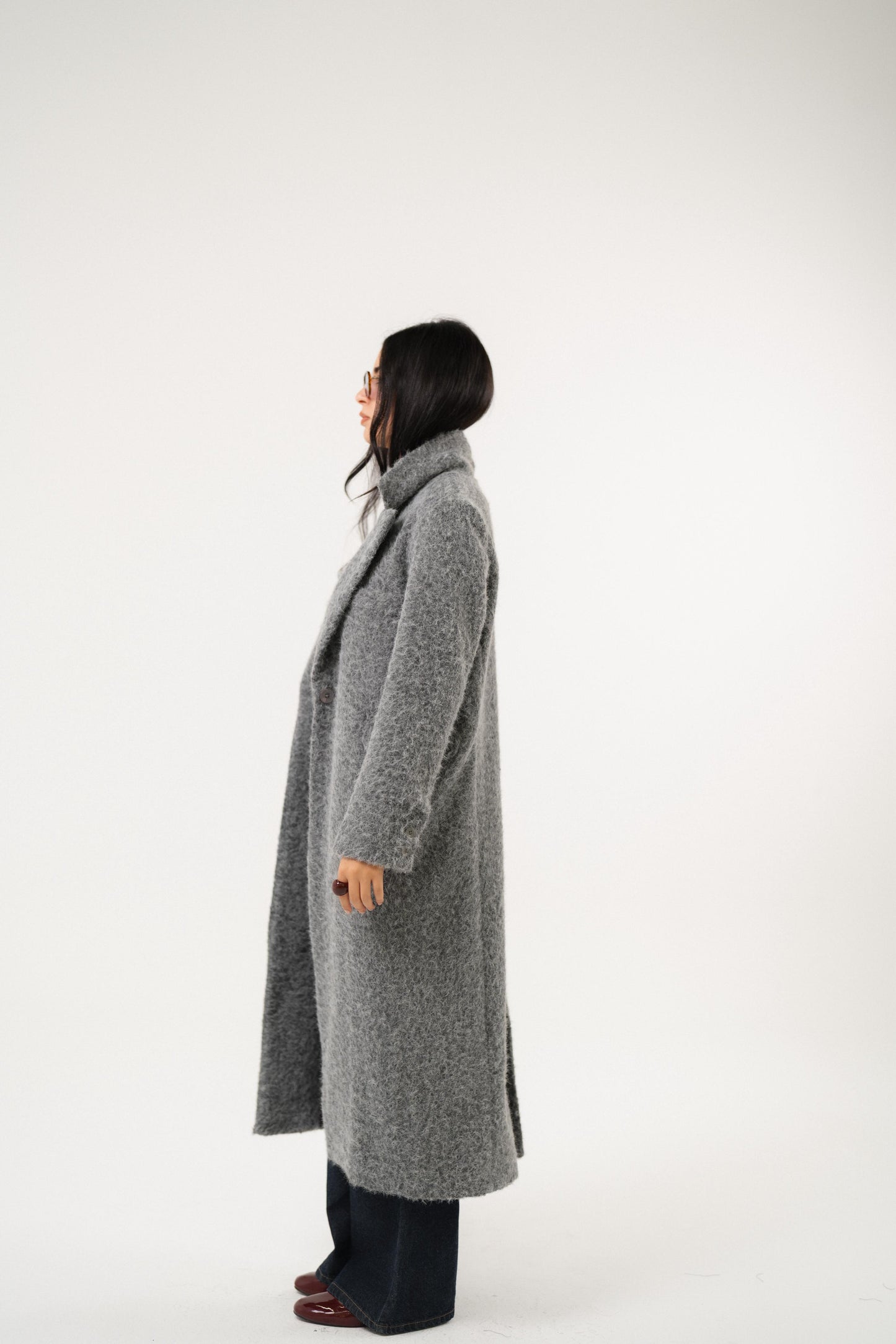 wild grey heavy wool coat