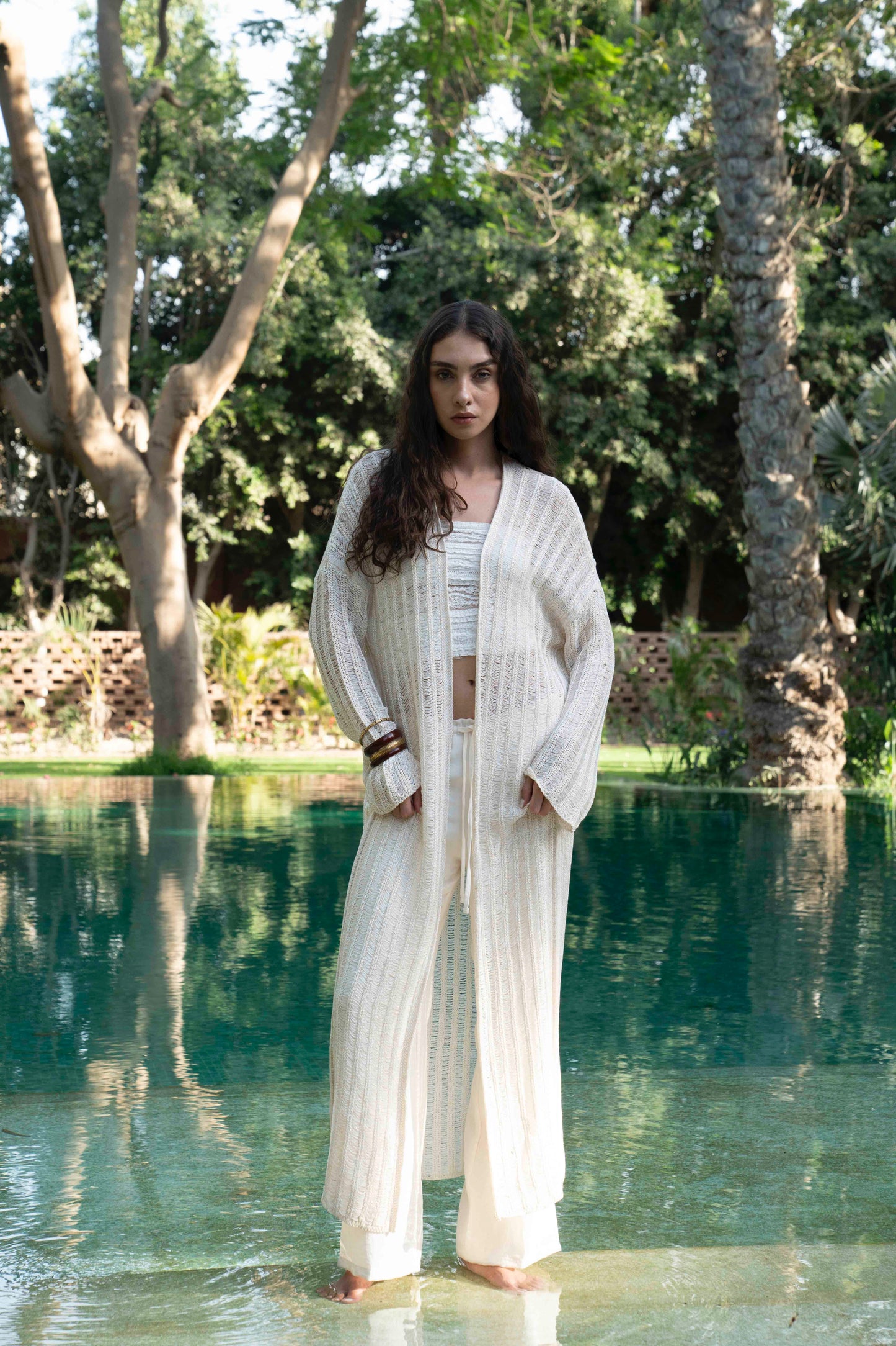 Wild Long Off White Knit Cardigan