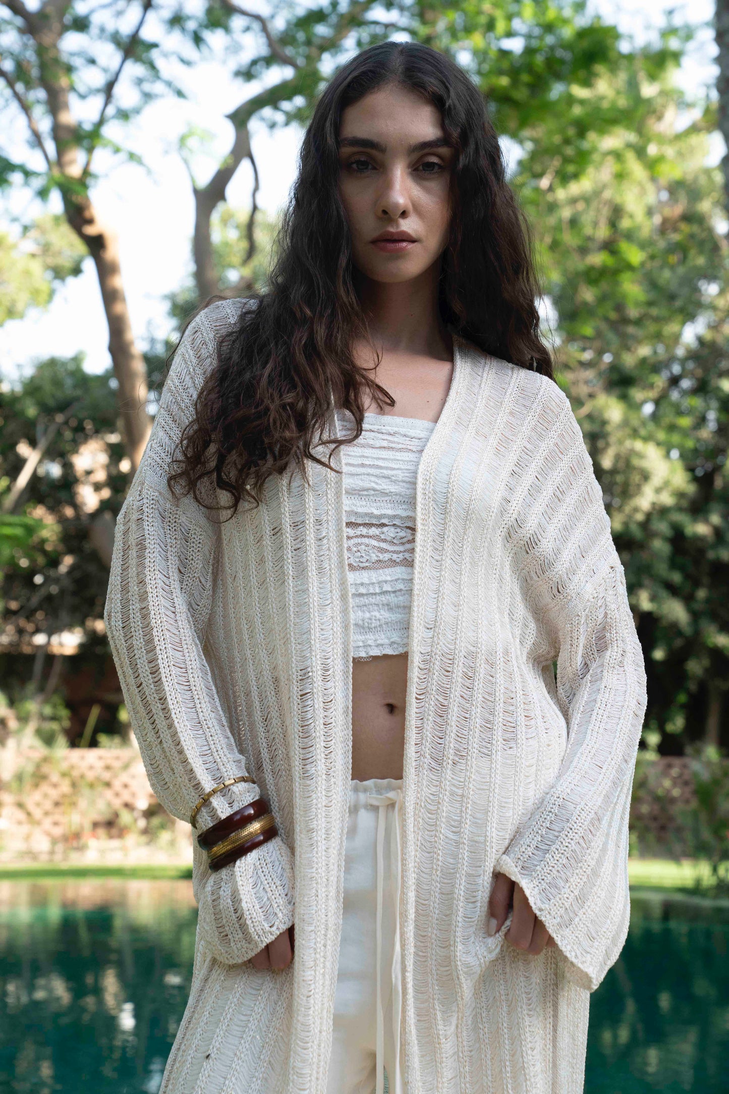 Wild Long Off White Knit Cardigan