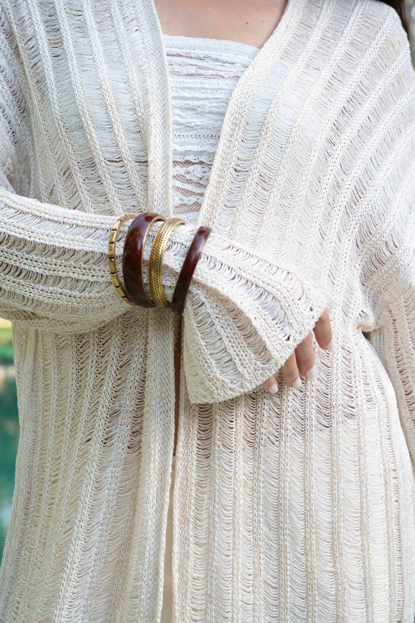 Wild Long Off White Knit Cardigan