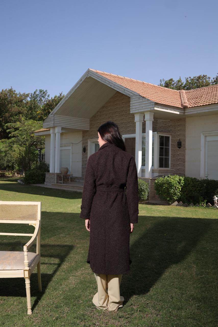 dark mocha double breasted heavy wool coat