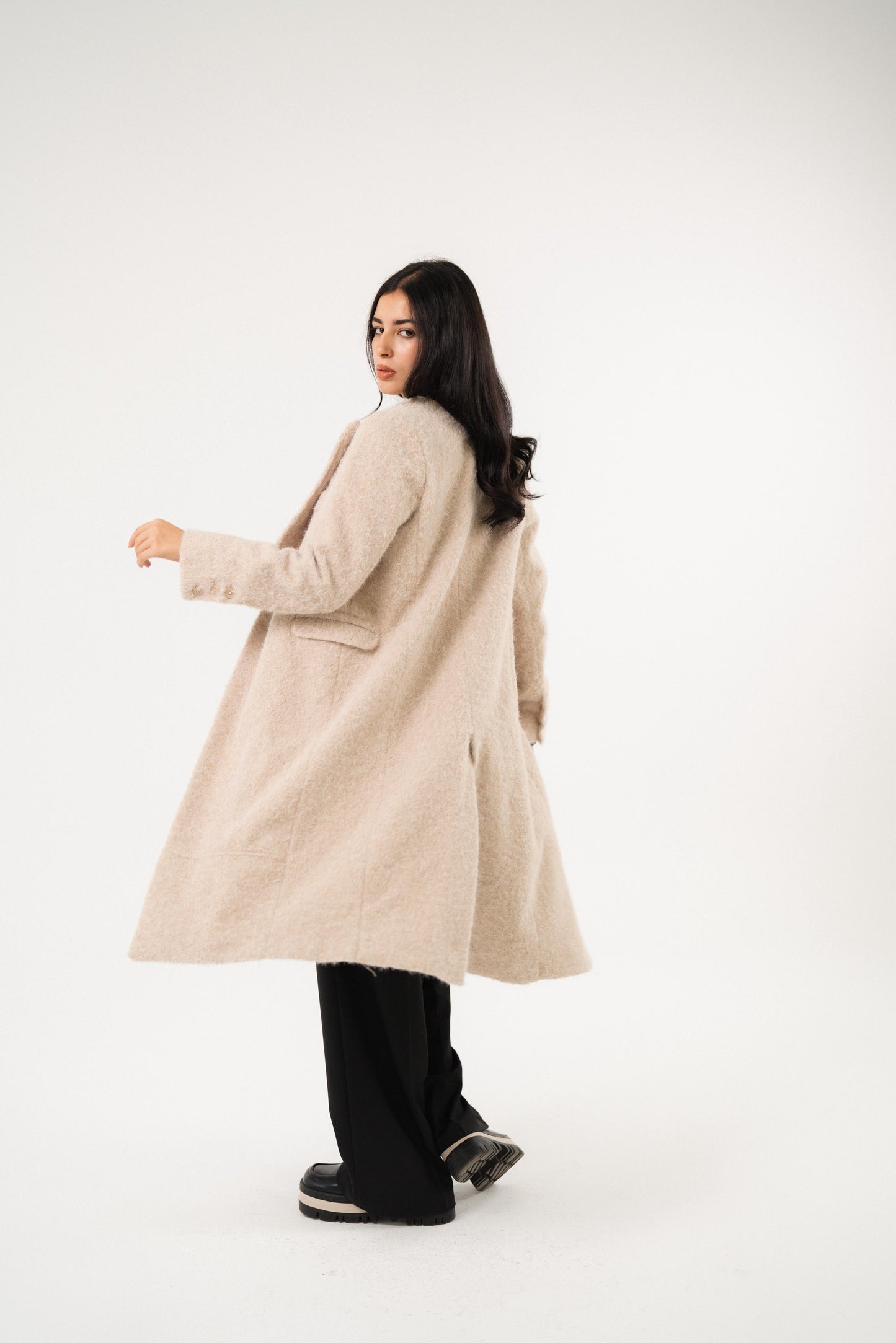 wild off white heavy wool coat