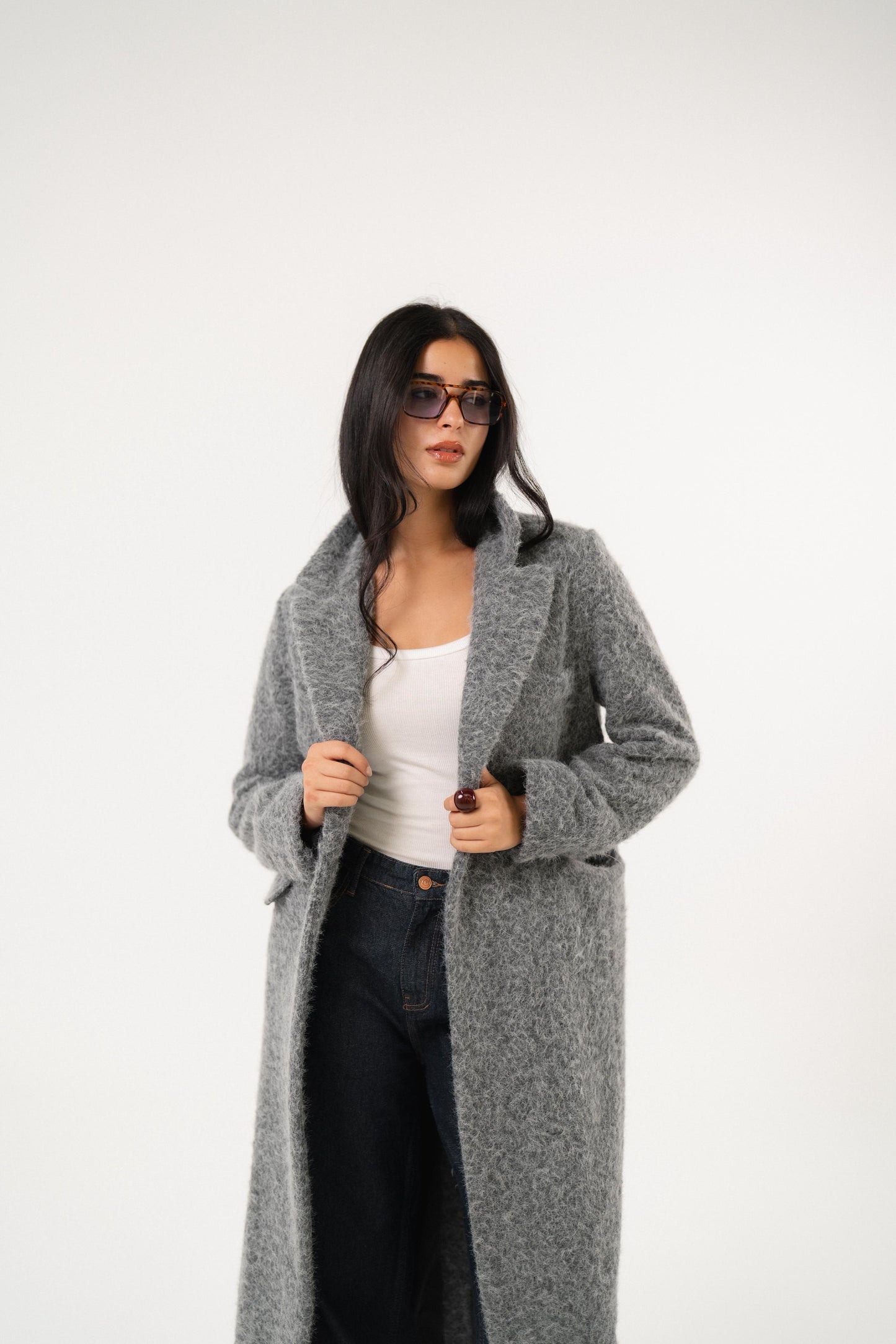 wild grey heavy wool coat