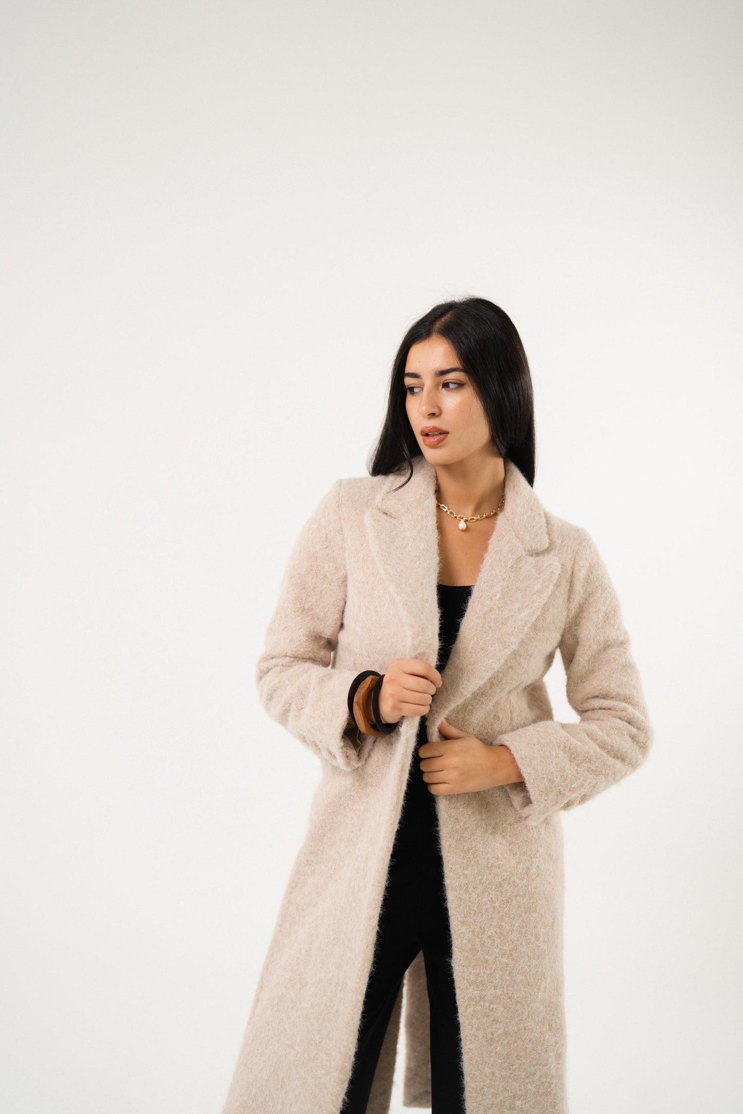 wild off white heavy wool coat