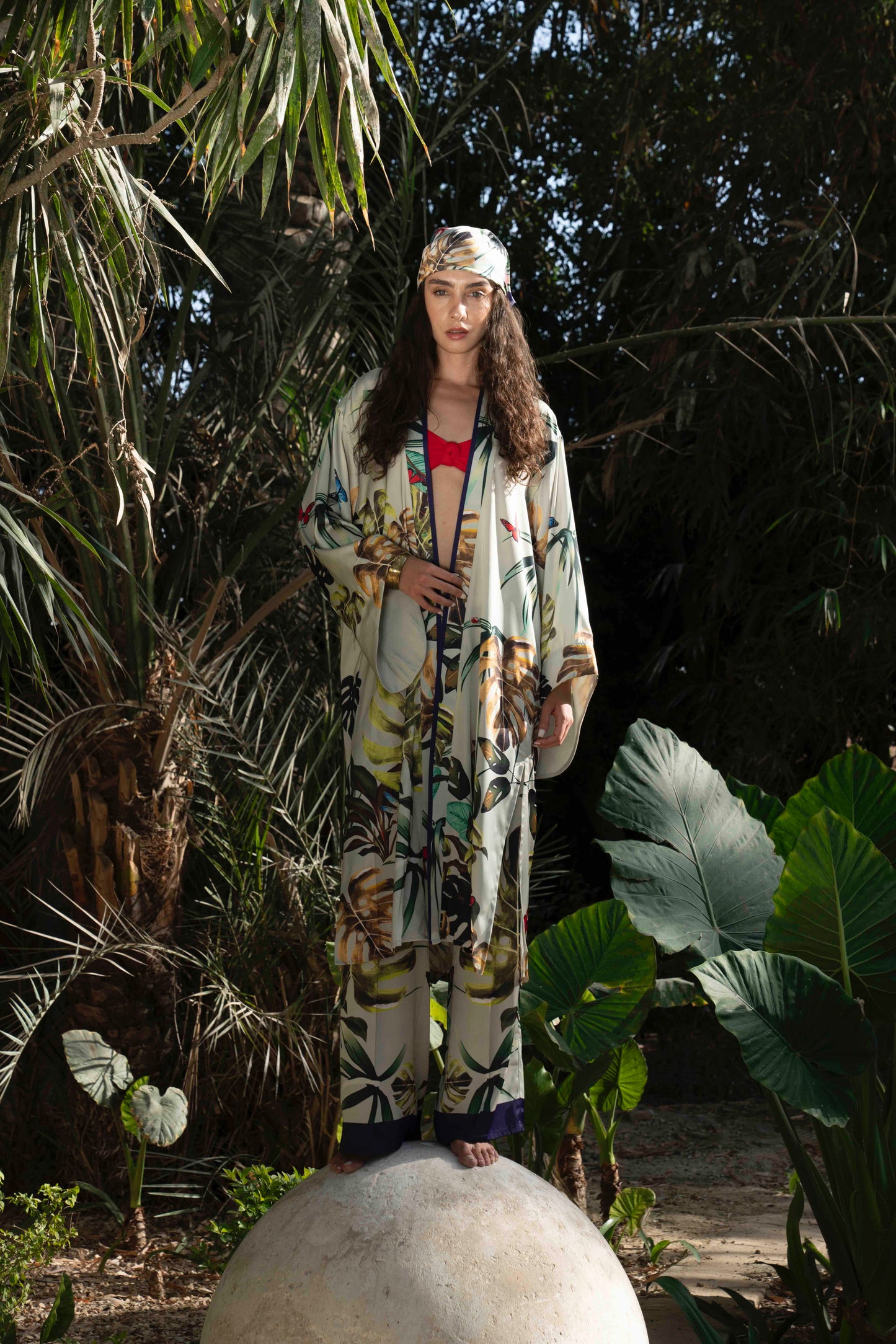 Wild Satin Pants With Leaves Print