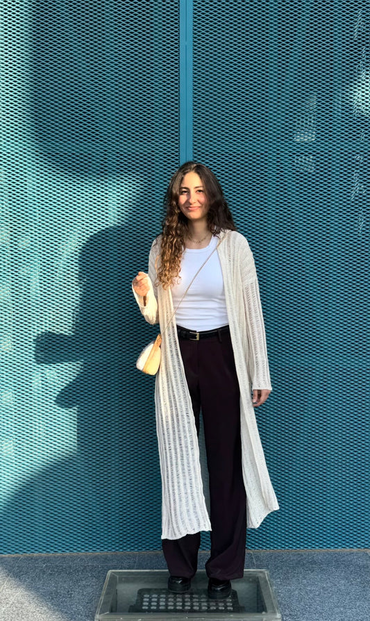 Wild Long Off White Knit Cardigan
