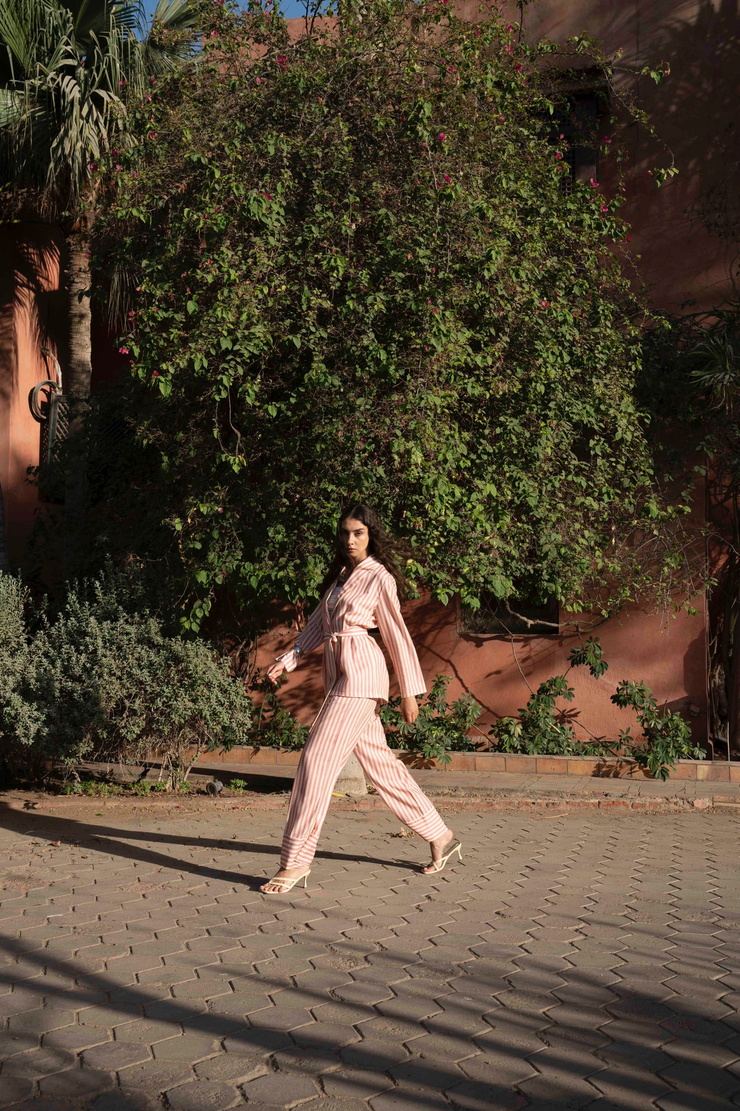 Wild Stripped Jacket With Long Striped Belt