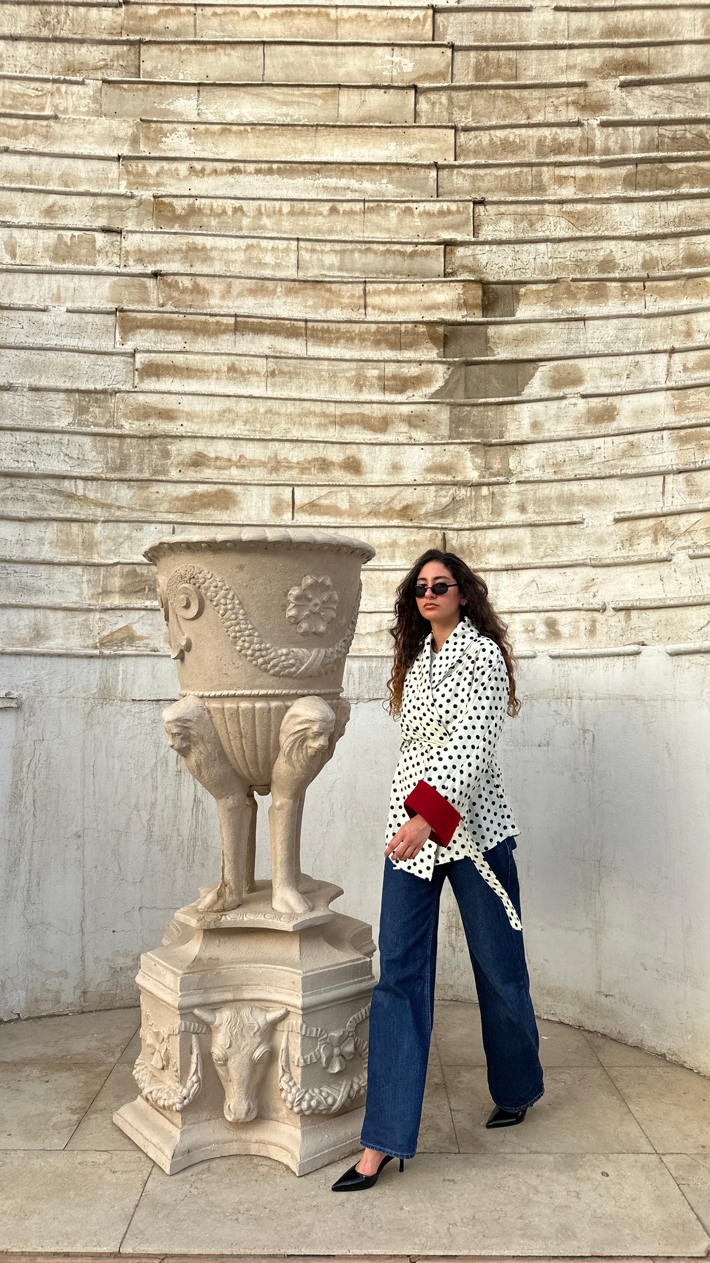 polka dot wrapped shirt