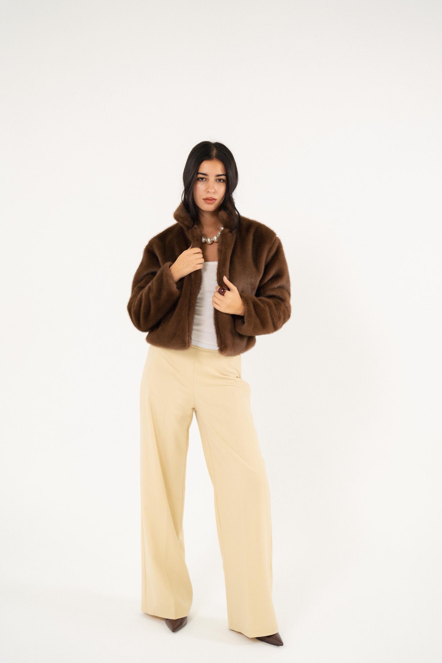 wild croped brown teddy jacket