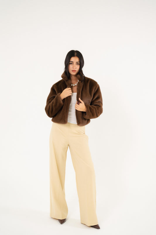 wild croped brown teddy jacket