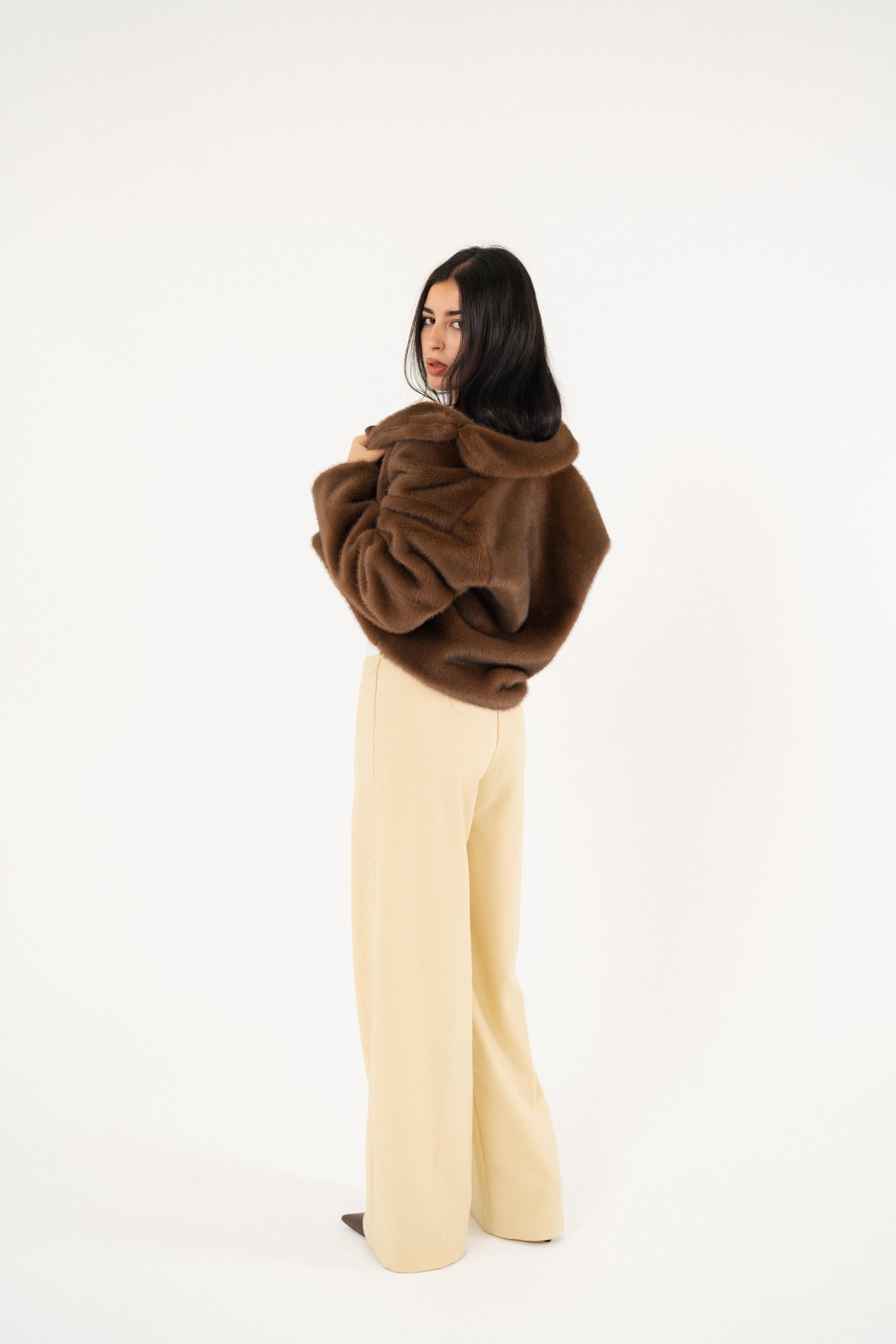 wild croped brown teddy jacket