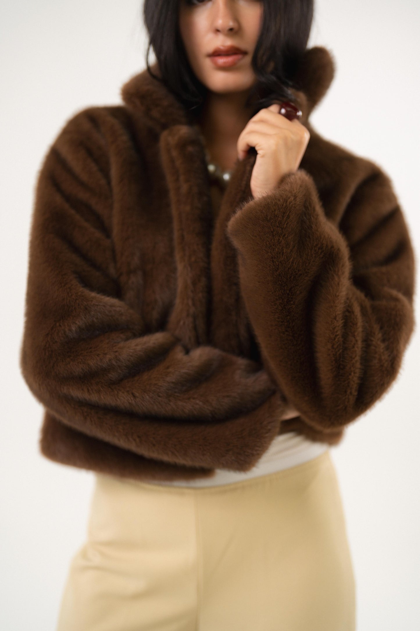wild croped brown teddy jacket