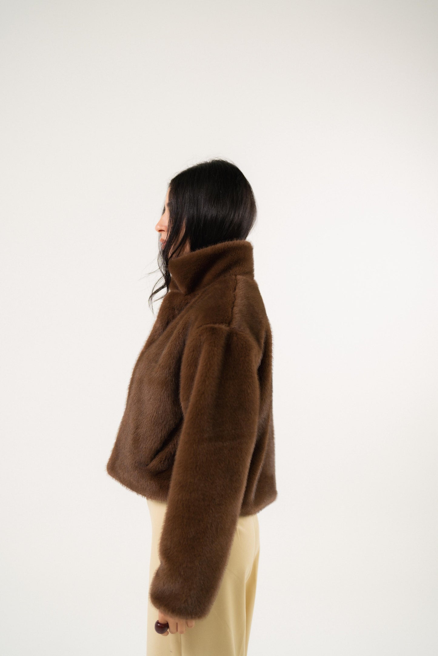 wild croped brown teddy jacket