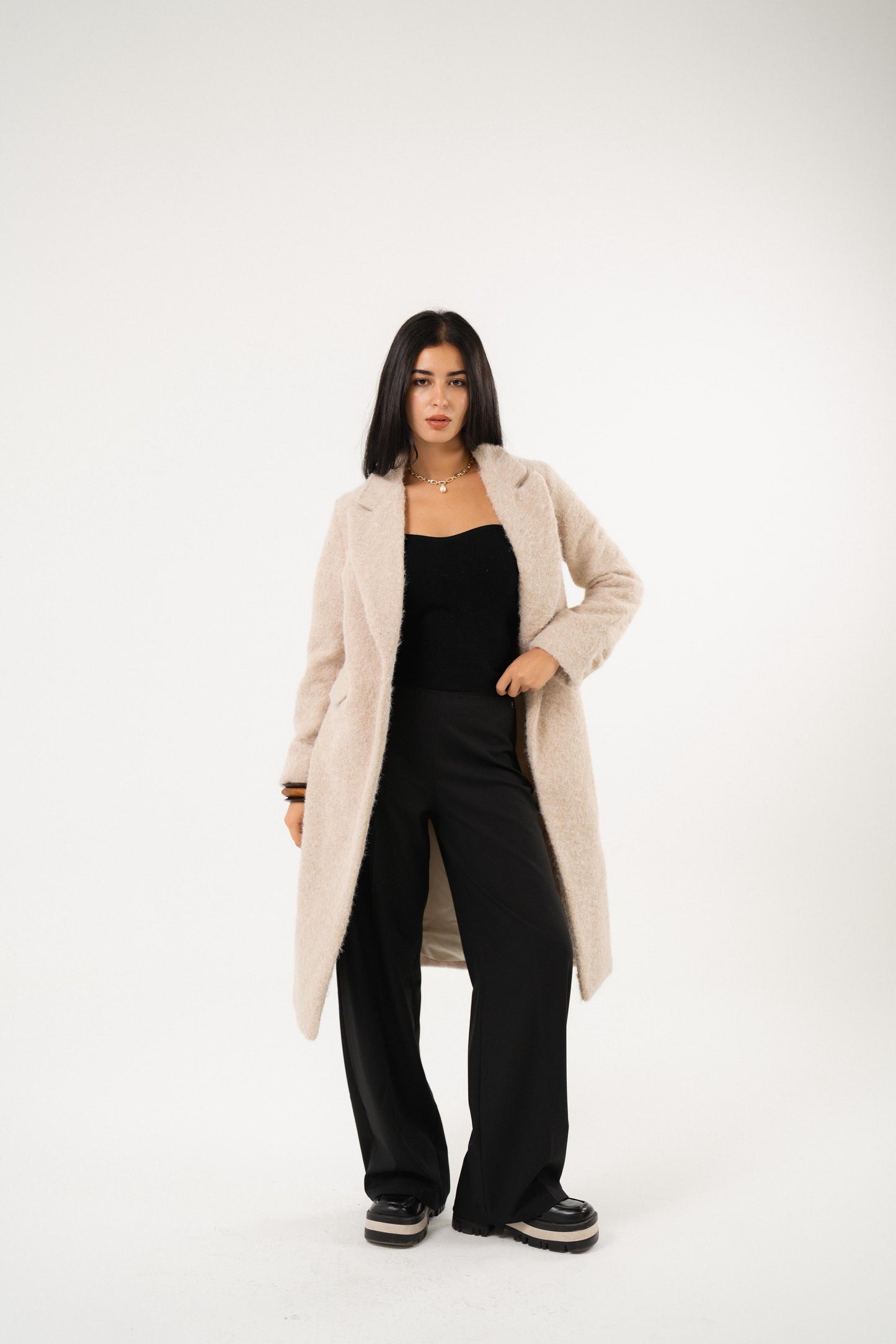 wild off white heavy wool coat