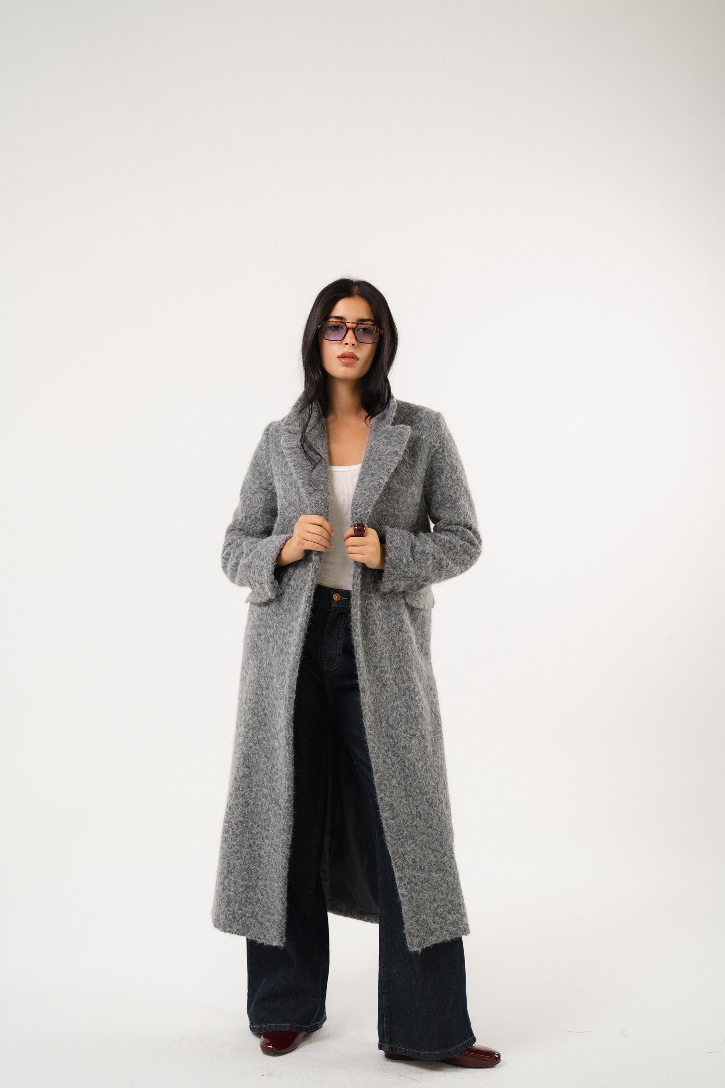 wild grey heavy wool coat