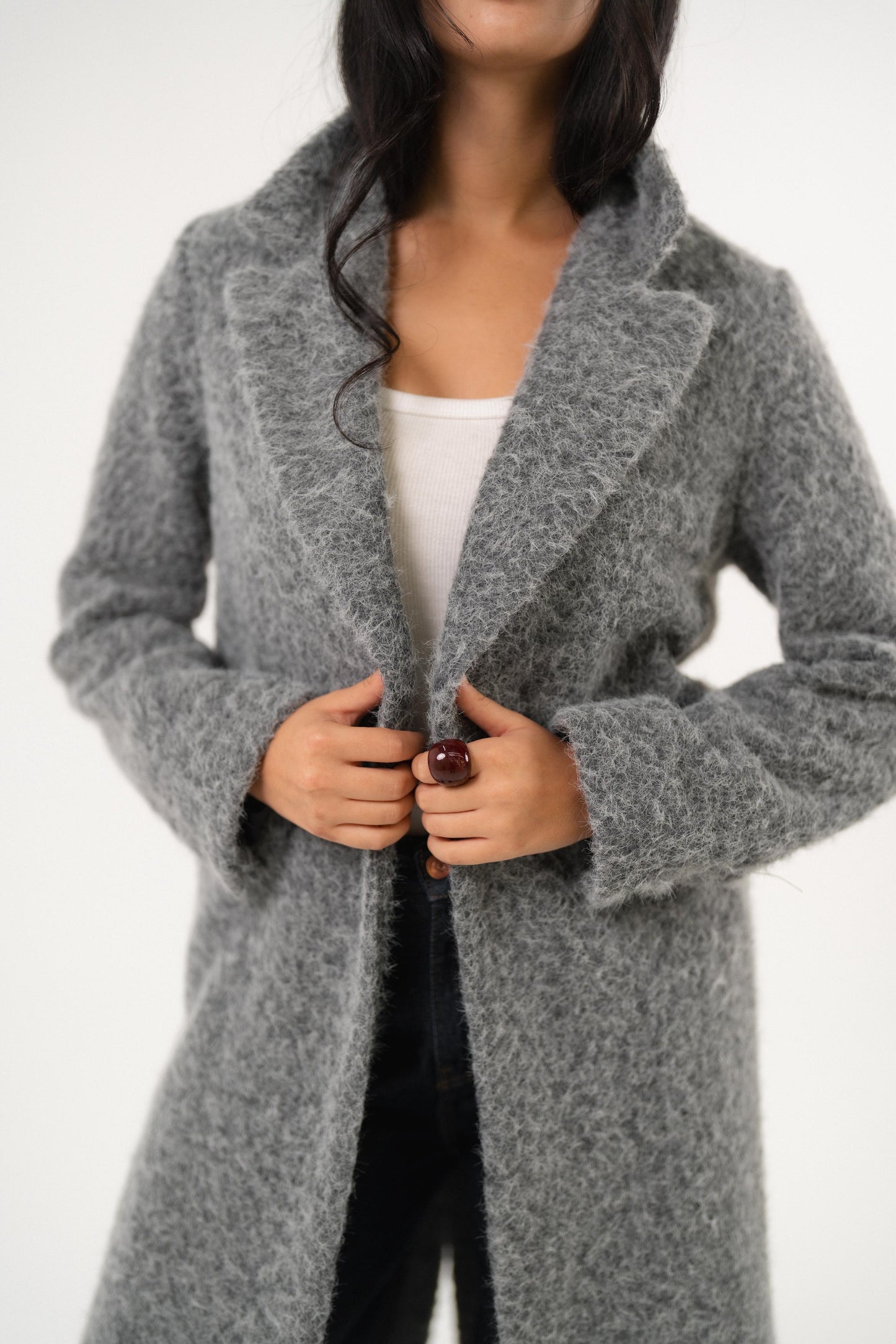 wild grey heavy wool coat
